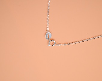 Sterlingzilveren O-ringketting, verstelbare ketting, gerhodineerd (18 inch)