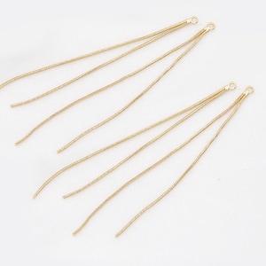 14K Gold Plated Snake Chain Earring Tassel Chain, Gold Tone Ear Wire, Tarnish Free Snake Chain Tassel Charm, Earring Components 53mm 80mm