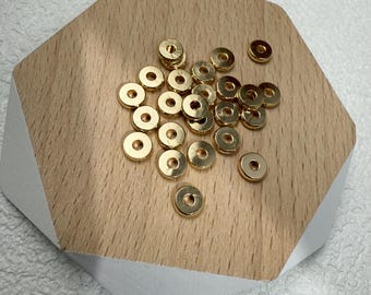 14K Gold Plated Donut Spacer Beads, Flat Rondelle Spacer Beads 3/3.5/4/5/6mm