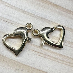 18K Gold Plated Spring Ring Clasps, Gold Tone Heart Clasp, Lobster Clasp, Trigger Clasp, Necklace Clasp,Bracelet Clasp 7*12mm 9*15mm 11*14mm