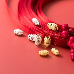 Sterling Silver Barrel Beads, Gold Plated Barrel Beads 925 Silver Barrel Beads, Bracelet spacer Bead, Necklace Bead 7mm 8mm