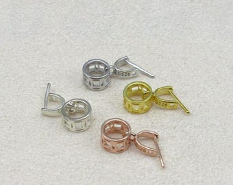 5pcs Sterling Silver Coin Edge Pinch Bail, Large Hole Pendant Bail