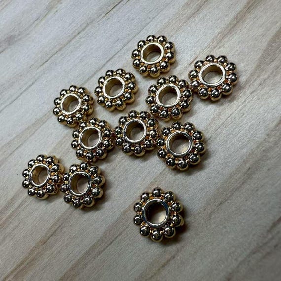 200 Perline Lisce Tonde In Ottone Placcato Oro 14K 3/4/5/6 Mm - Fai Da Te Gioielli