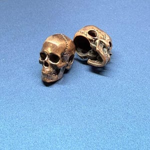 Gold Plated Skull Guru Bead, Spacer Beads, Copper Skull Spacer Bead, Bracelet Bead, Necklace Bead, Skeleton Spacer 3 hole styles