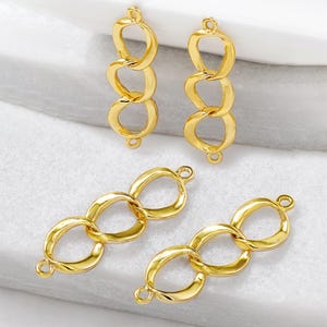 14K Gold Plated Brass Curb Chain Connector, Chain Extension, Choker Chain Connector, Curb Extender for Earring Making, Earring Component