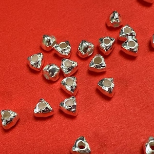 Sterling Silver Triangle Beads, Nugget Bead, Tiny Bead, Delicate Bead, Bracelet Spacer, Geometric Bead, Chunky Bead, Statement Bead 3mm