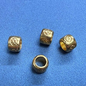 Gold Plated Over Sterling Silver Coin Bead, Tube Bead, Large Hole Bead, Tribal Bead, Pony Bead, Bracelet Spacer, Ethnic Bead,Indigenous Bead