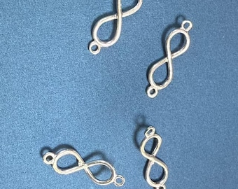 Sterling Silver Infinity Connector Charm, Bracelet Necklace Finding