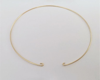 14K Gold Filled Necklace Wire, Gold Filled Necklace Wire Choker Hoops, Open Round Wire, Collar Necklace, Wire Choker Necklace 16 inches