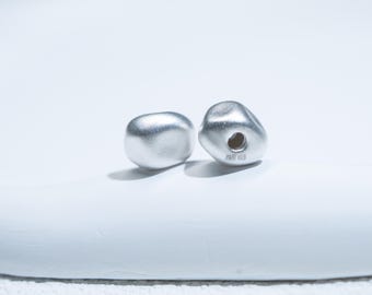 999 Sterling Silver Irregular Bead, Matte Finish (10x8mm)