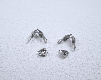 100 puntas de acero inoxidable tipo concha para cuentas, tapas para la fabricación de joyas.