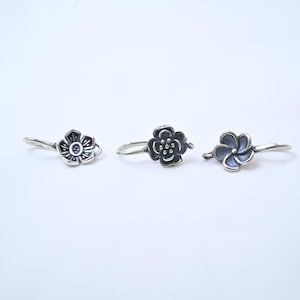 Ganchos para pendientes de plata de ley con forma de flor, para la fabricación de joyas.
