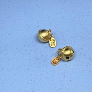 Gold Plated Bell Charm, Gold Round Bell For Jewelry Making Supplies, Bracelet Bell Charms, Necklace Bell Charms, Pet Bell Charms