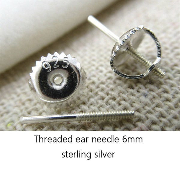 Sterling Silber Schraube Ohrring Post w / Backs, 925 Silber Ohrstecker, Ohrring Pin für die Schmuckherstellung, Ohrring Stick, Ohrring Komponente 4mm 5mm 6mm