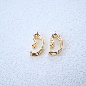 14K Gold Plated Brass Ear Clip, Hollow Wrap Earring Setting, DIY Jewelry (10x19mm)