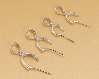 Sterling Silver Pinch Bail, Seed Hole, Charm Pendant