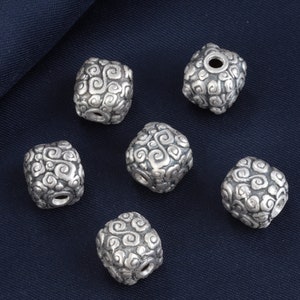 Sterling Silver Cloud Cube beads, S990 Silver Spiral beads, S990 Silver Cloud Cubic Beads, Fortune bracelet Spacer, Handmade Vintage Bead