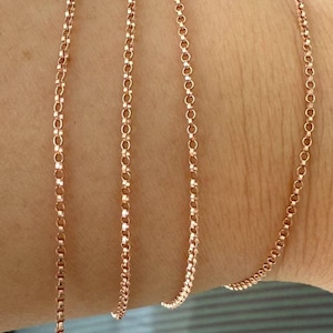 1 meter 14K Rose Gold Filled Rolo Chain Footage, Rose Gold Filled Bulk Chains, Unfinished Chains, Bulk Chain for DIY Jewelry Making 1.3mm