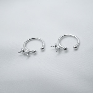 Sterling Silver Ear Cuff with Bead End, Minimalist Earrings