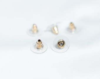 Gold Plated Rubber Bullet Earring Backs, Silicone Comfort Earring Stoppers For large Earrings, DIY Jewelry Making Supply