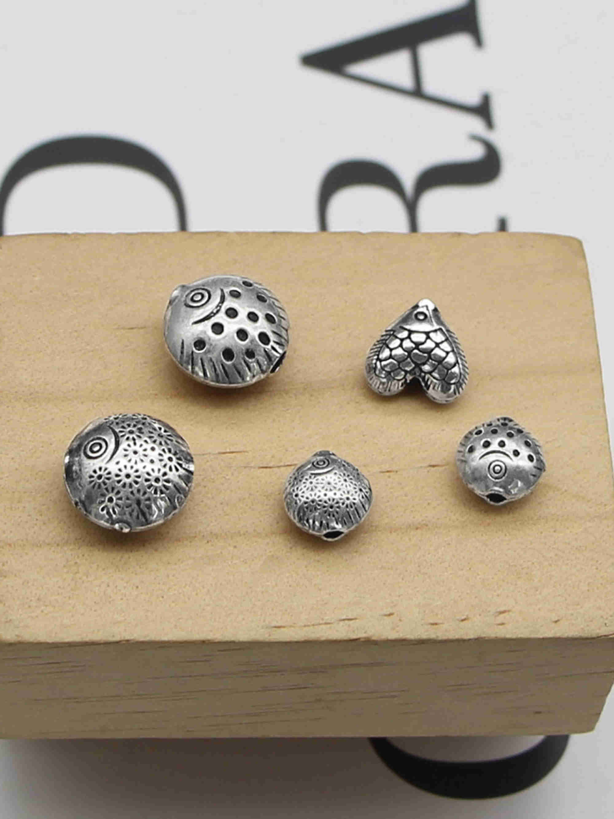Sterling Silver Fish Beads Fish Bead Animal Bead Jewelry Etsy