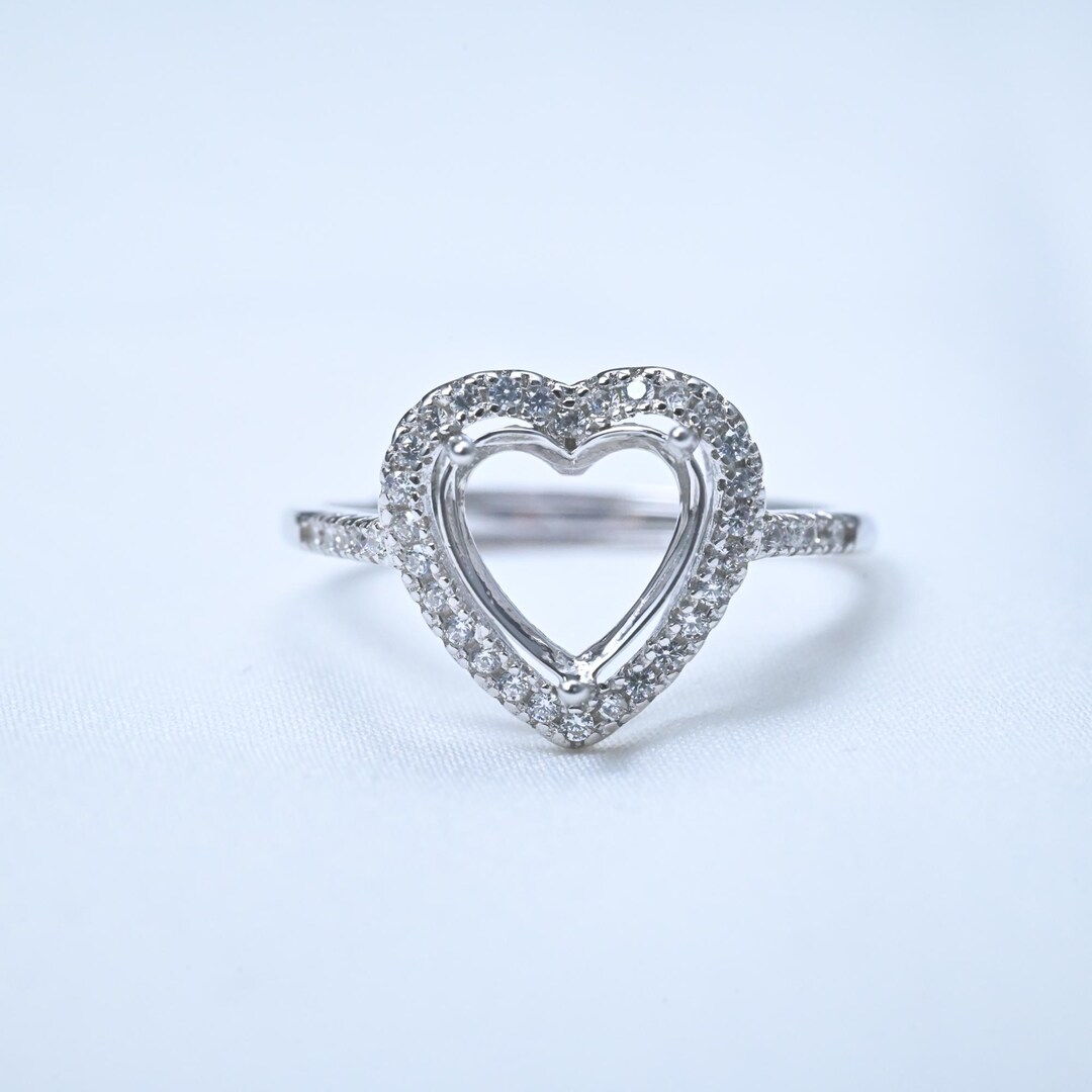 Sterling Silver Love Heart Ring Setting, Solitaire Ring Blank (5-8mm ...