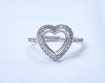 Sterling Silver Love Heart Ring Setting, Solitaire Ring Blank (5-8mm)