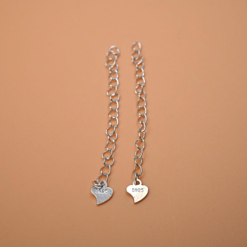 Sterling Silver Chain Extender with Heart Charm - Adjustable Necklace or Bracelet Length image 11