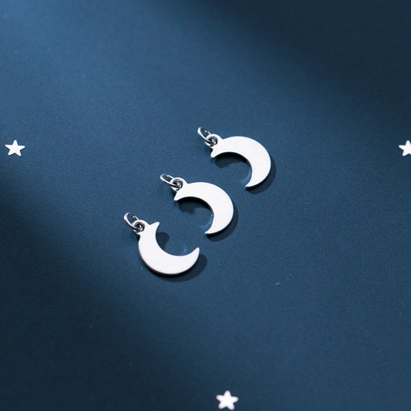 S925 Sterling Silver Moon Charms, Small Charm, Moon Charm, Necklace Charm, Bracelet Charm, Earring Charm