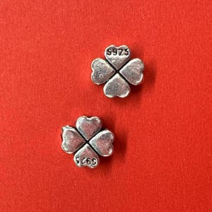 Sterling Silver Clover Bead, 925 Silver Lucky Leaf Bead, Four Leaf Bead for Necklace Bracelet, Love Heart Beads 5mm 6mm 8mm 10mm