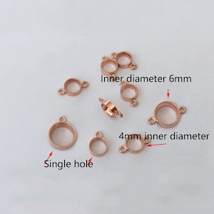 14K Rose Gold Filled Bezel Drop Charms Settings 4mm 6mm,Rose Gold Filled Bezel Connector Charm for Bracelet Necklace,Round Connector Setting