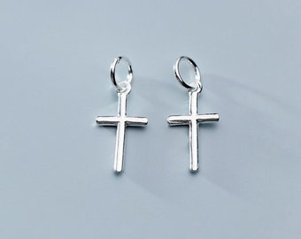 Sterling Silver Blank Cross charm, s925 Silver Cross Charms, Cross earring charms, Jewelry Making Supplies, bracelet charm