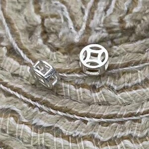 Sterling Silver Coin Beads, Riches Bead, Lucky Coin Bead, Feng Shui Bead, Vintage Bead, Oriental Bead, Wealth Luck Bead 7mm 8mm 11mm 13mm