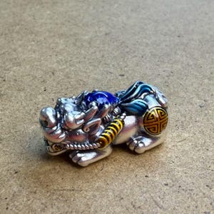Sterling Pixiu Beads, Wealth And Prosperity Bead, Traditional Bead, Feng Shui Wealth Bead,Fortune And Luck Symbol Bead, Pixiu Spiritual Bead