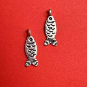 Sterling Silver Fish Charm Pendant, Fishing Necklace / Earring, Marine Growth Bracelet, Karen Hill Silver Fish Charm