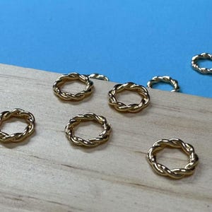 14K Gold Plated Brass Twist Ring Bead, Gold Tone Knot Bead, Spiral Bead, Bracelet Bead, Necklace Bead, Spacer Bead, Large Hole Bead 6mm 9mm