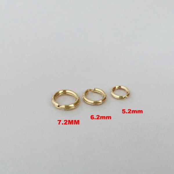 14K Gold Filled Split Rings 5.2mm 6.2mm 7.2mm, Gold Filled Split Ring, Gold Filled Keychain Rings,Gold Key Rings for Jewelry Making Supplies