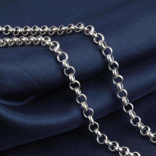 20cm Sterling Silver Rolo Chain, s925 Silver Rolo Chain For Jewelry Making Supplies, Unfinished Rolo Chain for Necklace Bracelet