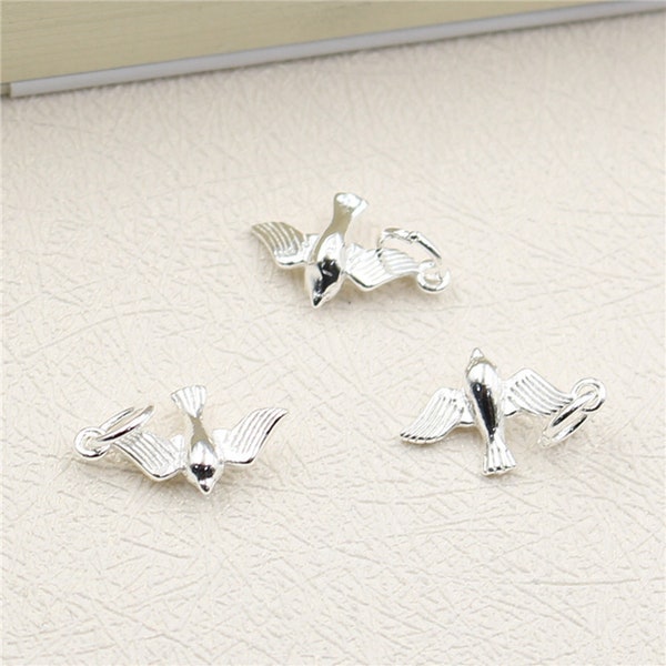 Sterling Silver Swallow Charm, 925 Silver Bird Charm, Animals Charm, Swallow Charm, Necklace Charm, Bracelet Charm, Jewelry Making Supplies