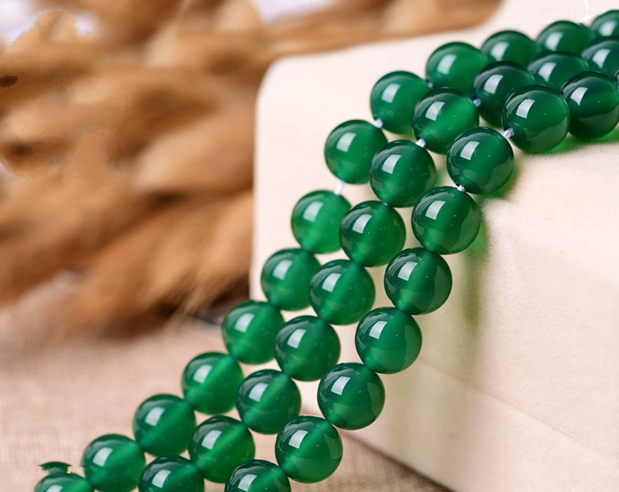 Natural Green Chalcedony Gemstone Beads, 4mm 6mm 8mm 10mm