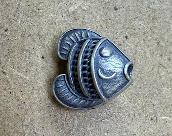 Sterling Silver Filigree Fish Bead, Ocean Spacer (12mm)