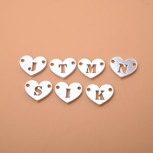 Breloque alphabet coeur en argent sterling, connecteur de lettre double trou