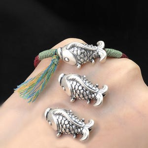 Sterling Silver Beads, Large Hole Fish bead, Animal bead, Jewelry Supplies, Jewelry Making, Craft Supplies, DIY Bracelet Supplies Making
