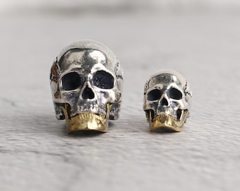 Sterling Silver Skull Bead, Spacer Beads, 925 Silver Skull Spacer Bead, Bracelet Bead, Necklace Bead, Skull Spacer (Mouth can be Opened)