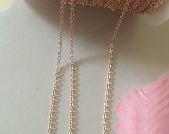 14K Rose Gold Filled Cable Chain, 1.37mm DIY Jewelry Making