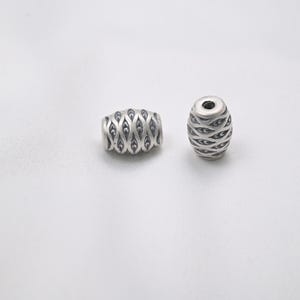 Sterling Silver Olive Pattern Tribal Bead, Bracelet Spacer