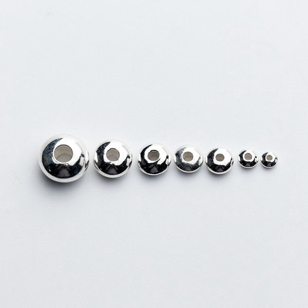 10pcs Perles de soucoupe en argent sterling, perles d’OVNI en argent sterling, perles de soucoupe en argent 925, perles d’espacement, 3 mm, 4 mm, 5 mm, 6 mm, 7 mm, 8 mm