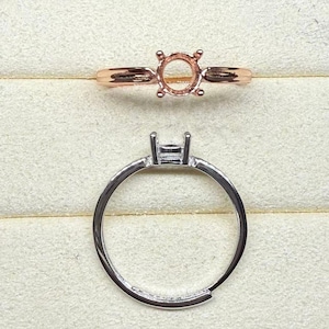 Sterling Silver Round Ring Setting, Round Ring Head, 925 Silver Ring Prong Setting With Claw, Cathedral Ring Settings, Ring Band 5x5mm