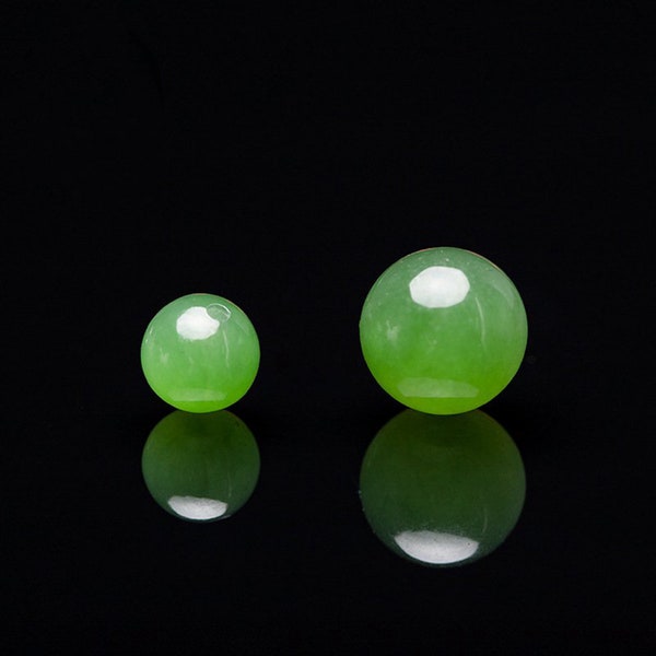 Natural Half Drill Green Jade Round beads 6mm 8mm ear stud earring beads Jewelry making DIY supplies