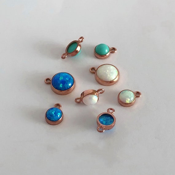 Rose Gold Filled Charm, Turquoise Opal Inlay, Jewelry Making